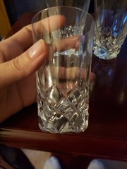Set (4) Juice Tumblers 3-3/4″ Glasses Irish Signed Galway Crystal «Clifden Cut»