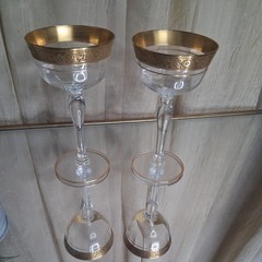 Tiffin Franciscan Minton Optic Paneled Gold Rimmed Champagne Sherbet Glasses