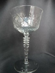Rock Sharpe Glass Clear Polished Cut Floral Tall Sherbet/Champagne 2009-8 Stem