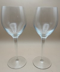 Orrefors Illusion 8.5” Water Goblets Wine Glasses Nils Landberg Sweden Pair 2