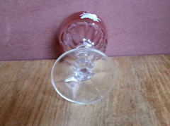 Vintage Lubiana Italian Cranberry Ruby Red Flash Wine Glass w White Grapes 40B