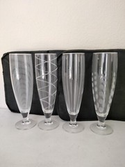 4pc Arc France etched Toasting Wine/Champagne Pilsner Glasses – Dots Swirl Lines