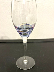 2 NEW Wine Glasses Milano Romanian Hand Painted Mosaic 8.5″ Tall, 12 oz.