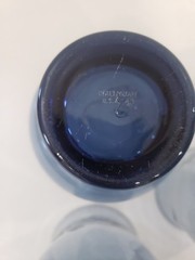 Vintage Pfaltzgraff Yorktowne Set Of 3 12 Oz Glass Glasses Tumblers Blue Etched