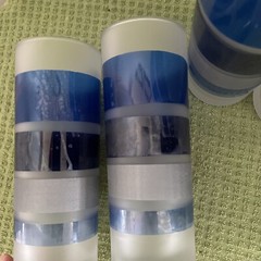 Frosted Collins /Iced Tea Glasses with Glossy Blue Purple and GrittyGrey Bands