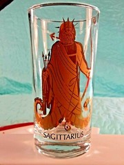 Vintage SAGITTARIUS Sign Of The Archer Cocktail Glass Zodiac Horoscope Astrology