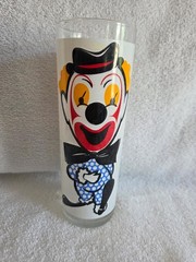 Vintage Libbey Glass Clown Tumbler 1960s Happy Sad Face Tom Collins Mid Century