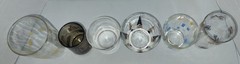 Lot of (6)Vintage Assorted MCM Drinkware Glasses Different Size Patterns Colors