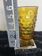 Vintage Glass Indiana Colony Whitehall Amber Cubist Drinking Glass MCM