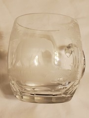 (8) Moser Roland Queen Lace Kenyan African Elephant Sable Lion Etched Glass Mug