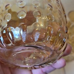 New Dynasty Bellini Amber Glass Tumblers Set of 2 Made in Italy 4.5in