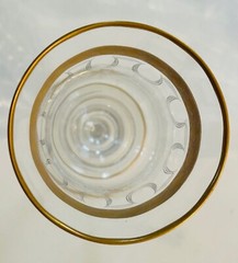Vtg. Fostoria Monarch (Gold) Encrusted Band, Rim, Base, Etched Cordial Glasses