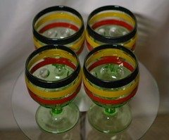 Vintage Set Of 4 Green Goblets – Glow Under Black Light – Possibly Uranium Glass