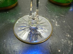 Vintage Set Of (4) Bohemian Cut To Clear Wine Hocks w/ 24kt. Gilding 7.81″x3.25″