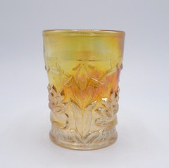 Water Lily & Cattails Marigold by Fenton Flat Tumbler Cup