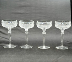 4 Riekes-Crisa Crystal Williamsburg Clear Champagne Sherbet Glasses 6.5″H EUC