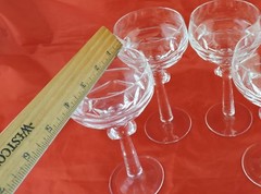 VINTAGE CUT GLASS OR CRYSTAL WINE CHAMPAGNE SET 4 PETAL STEMWARE 7 1/2″