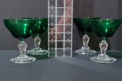 Vintage Fostoria ‘Colonial Dame’ Green Champagne/Tall Sherbet 