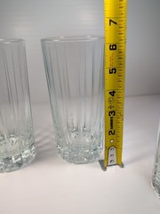 Set Of 2 Vintage Highball Glasses Ribbed/ Star Base 6.25″ Tall Over 16oz