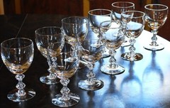 Vtg MCM Set 10 ‘OLYMPIA’ TIFFIN FRANCISCAN Crystal Wine Glasses AIR BUBBLE STEMS