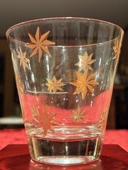 Retro Vintage Jeannette Glass Atomic Gold Starburst Tumblers MCM Set/3 Ex Cond