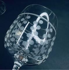 1 Salviati Wine Glass Art Crystal Etched Glass Italy 8″ handblown