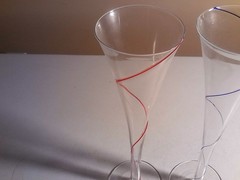 unique red & blue Wine Glass Goblet 10″ Tall Long Stem Glasses elegant nice