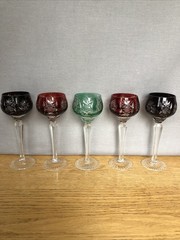 Nachtmann Traube Cut To Clear Crystal 5 3/4” Cordial Glasses Set Of 5 -Stunning!