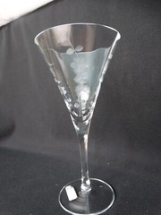 Colony Glass Clear Blown Made in Romania Wheel Cut Sandra 7oz Water Goblet VGUC