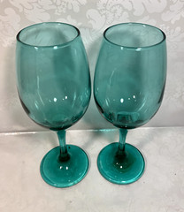 Set Of 2 Cristar Rioja Smoke Green Wine Glasses Made In Columbia
