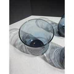 Pfaltzgraff Yorktowne Blue Glassware Set of 4 Juice Water Tumblers Floral USA