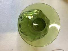 Set of 5 Seneca Driftwood Avocado Green 5.5” Footed Glass Tumbler Goblet 1 Chip