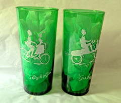 Vintage Anchor Hocking Green Highball Glasses set of 2 9″ tall hand wash only