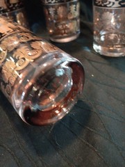 Set Of 5 Vintage George’s Briard High Ball Glasses Black And Gold Egyptian