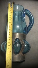 Vintage Felipe Derflingher Large Blue Pitcher Hand Blown Caged Glass