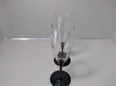 Luminarc Domino Signature Black Stem Fluted Champagne Glass SFL France Set Of 2
