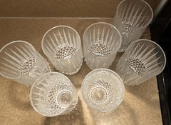 VTG Fostoria Glass – «Stratton» Pattern – Highball Glass Heavy Crystal- Set Of 7