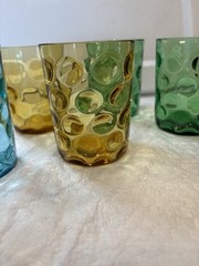 VTG Depression Glass Lot Of 6 Inverted Thumbprint Multicolored