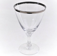 Fostoria Wedding Ring Claret Water Wine Glass Goblet Platinum Vintage USA