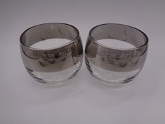 8 Vtg MCM Silver Band ROLY POLY Cordial Glasses 3 oz Dorothy Thorpe Style