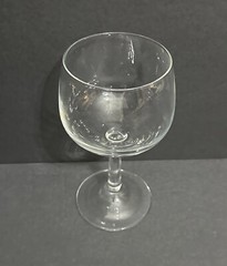 Bowl-Shaped Tasting Wine Glass, 6.5”H Clear Lead Crystal Stemware, France
