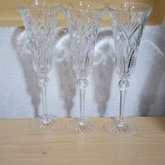 Set of 3 crystal D’ Arques – Durand Champange flutes Vincennes made in France
