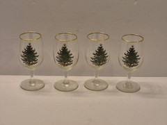 Spode Vintage Christmas Tree Stemmed Wine Glasses 13 Oz – Lot Of 4