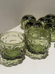 Set of 10 ANCHOR HOCKING Milano Green Roly Poly Tumbler Rocks Glasses 5 oz each