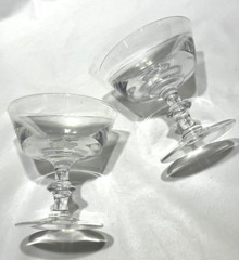 2 Val St Lambert STATE PLAIN Champagne Sherbet Crystal Glass 4″x4″