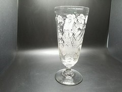 Antique Vintage Acid Etched Wine Beer Flint Glass German Drinking Grapes Wheat