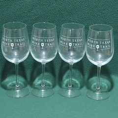 North Texas Wine Trail 9 inch tall Wine Tasting Long Stem Glasses Set Of 4