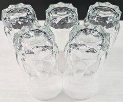 (5) Arcoroc Artic 12 Oz Beverage Set Vintage Wedge Cut Tumblers France Retro Lot