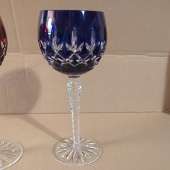 AJKA ARABELLA CUT TO CLEAR MULTICOLOR 4 WINE WATER GLASSES