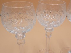 Vtg Rogaska Gallia Hock Wine Glasses Rare 8″ Set Of 2 Floral Etched Ex cond!